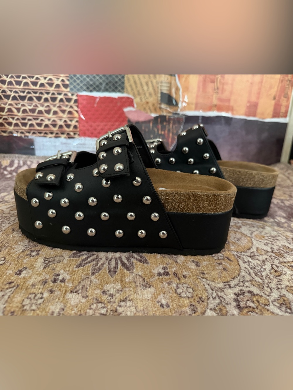 Steve Madden Black Studded Platform Sandals • Size 8